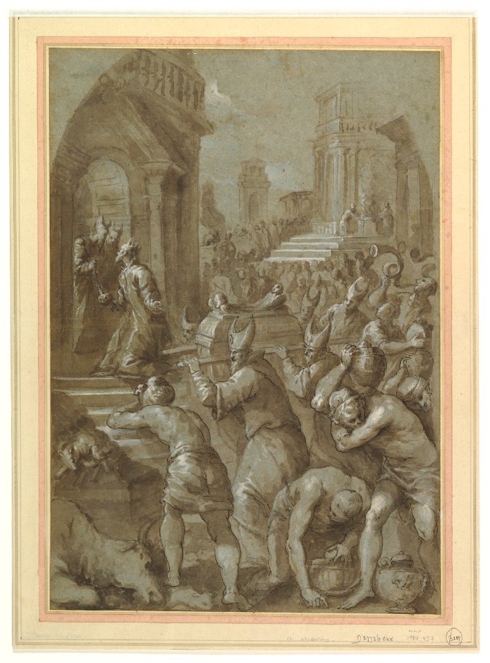 King Solomon Beholds the Ark of the Covenant Being Brought to the Temple MET DP820587