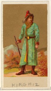 Kirghiz, from the Natives in Costume series (N16), Teofani Issue, for Allen & Ginter Cigarettes Brands MET DP834882. Free illustration for personal and commercial use.