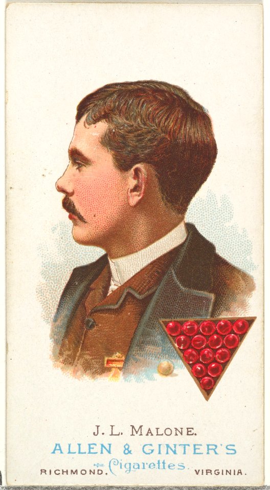 J.L. Malone, Pool Player, from World's Champions, Series 1 (N28) for Allen & Ginter Cigarettes MET DP827441