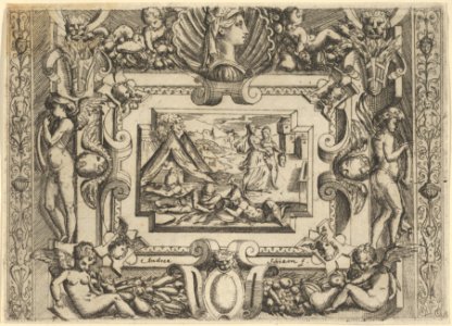 Judith and maidservant with the head of Holofernes, set within an elaborate frame MET DP837634