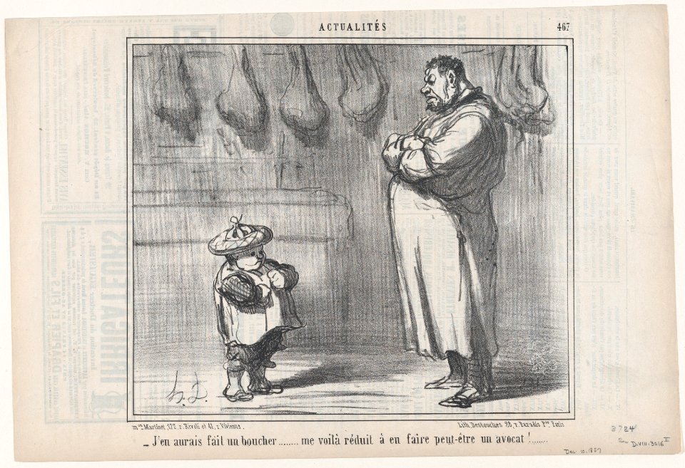 J'en aurais fait un boucher..., from Actualités, published in Le Charivari, December 10, 1857 MET DP876675