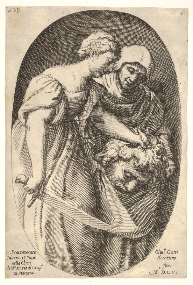 Judith with the head of Holofernes in her left hand and a sword in her right hand, accompanied by a female attendant, from a series of four Old Testament subjects MET DP831526