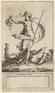 Judith with the Head of Holofernes, standing nude in a barren landsape MET DP836929