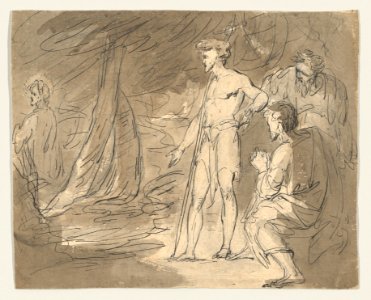 John the Baptist and Two Men, with Christ MET DP857023