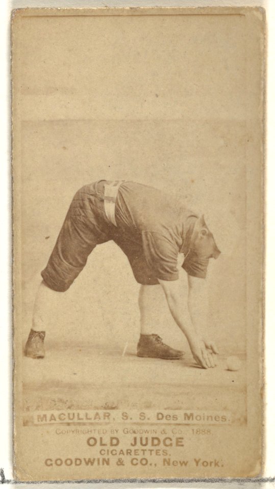 James F. "Jimmy" Macullar, Shortstop, Des Moines Prohibitionists, from the Old Judge series (N172) for Old Judge Cigarettes MET DP846421