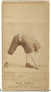 James F. "Jimmy" Macullar, Shortstop, Des Moines Prohibitionists, from the Old Judge series (N172) for Old Judge Cigarettes MET DP846421