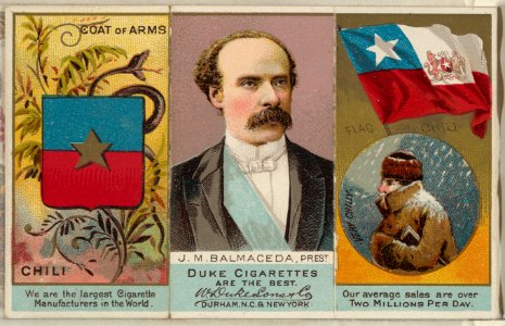 J. M. Balmaceda, President of Chili, from the Rulers, Flags, and Coats of Arms series (N126-2) issued by W. Duke, Sons & Co. MET DPB873873