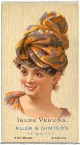 Irene Verona, from World's Beauties, Series 2 (N27) for Allen & Ginter Cigarettes MET DP838194