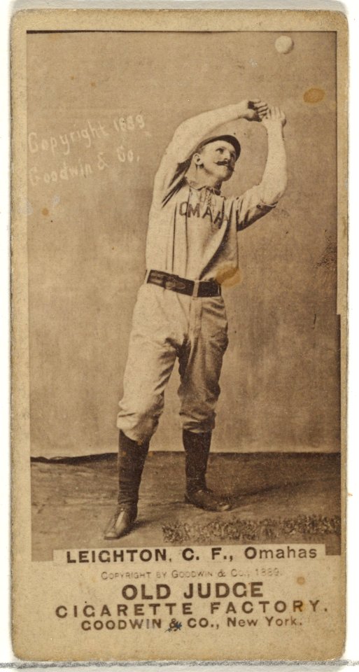 Leighton, Center Field, Omaha Omahogs- Lambs, from the Old Judge series (N172) for Old Judge Cigarettes MET DP846324