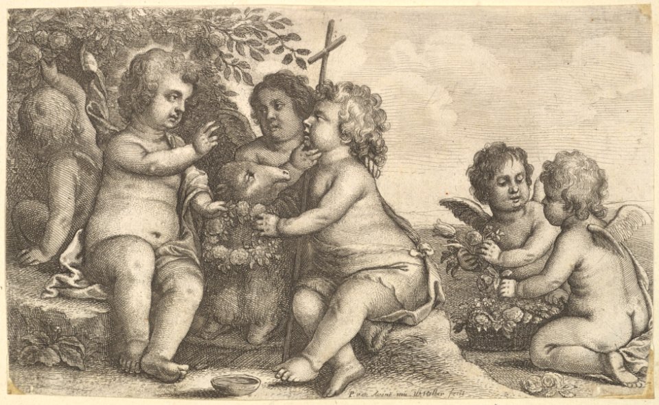 Jesus, St. John the Baptist and four cherubs MET DP822970