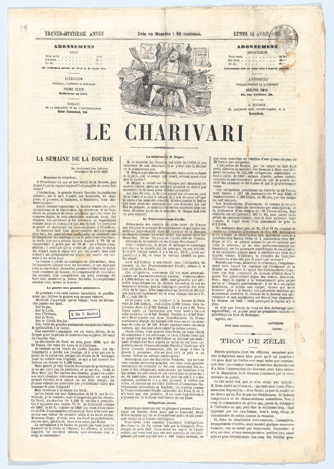 Le Charivari newspaper, April 12, 1869- Will he be God, a table, or a basin?, from 'News of the day' MET DP877754