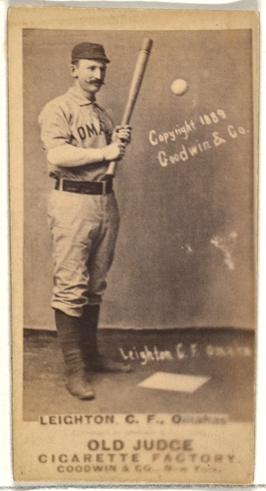 Leighton, Center Field, Omaha Omahogs- Lambs, from the Old Judge series (N172) for Old Judge Cigarettes MET DP846326