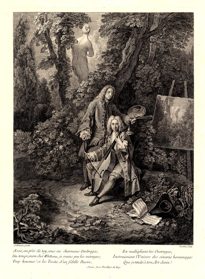 L'Oeuvre D'Antoine Watteau Pientre du Roy en son Academie Roïale de Peinture et Sculpture Gravé d'après ses Tableaux & Desseins originaux...par les Soins de M. de Jullienne MET FRONTIS01 47J