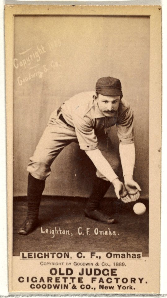 Leighton, Center Field, Omaha Omahogs- Lambs, from the Old Judge series (N172) for Old Judge Cigarettes MET DP846325