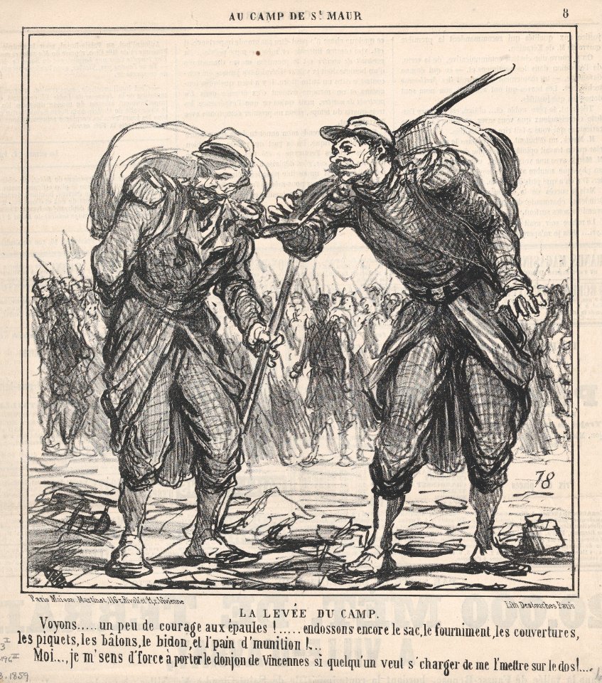 La Levée du Camp, from Au Camp de Saint-Maur, published in Le Charivari, September 3, 1859 MET DP876769