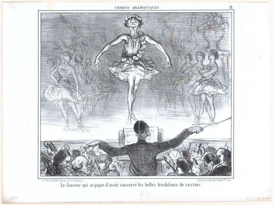 Le danseur qui se pique d'avoir conservé..., from Croquis Dramatiques, published in Le Charivari, January 23, 1857 MET DP876628