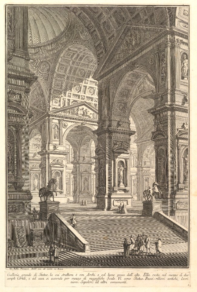 Large sculpture gallery built on arches and lit from above . . . (Galleria grande di Statue, la cui struttura è con Archi e col lume preso dall'alto . . . .) MET DP827988
