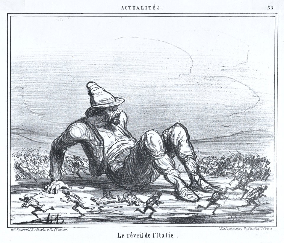 Le réveil de l'Italie, from Actualités, published in Le Charivari, May 7, 1859 MET DP876826