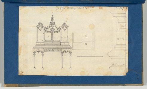 Lady's Writing Table and Bookcase, from Chippendale Drawings, Vol. II MET DP-14176-035