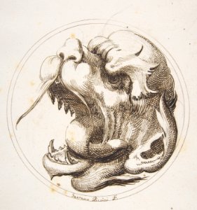 Large Grotesque Head With an Open Mouth Looking to the Left Within a Frame MET DP811151