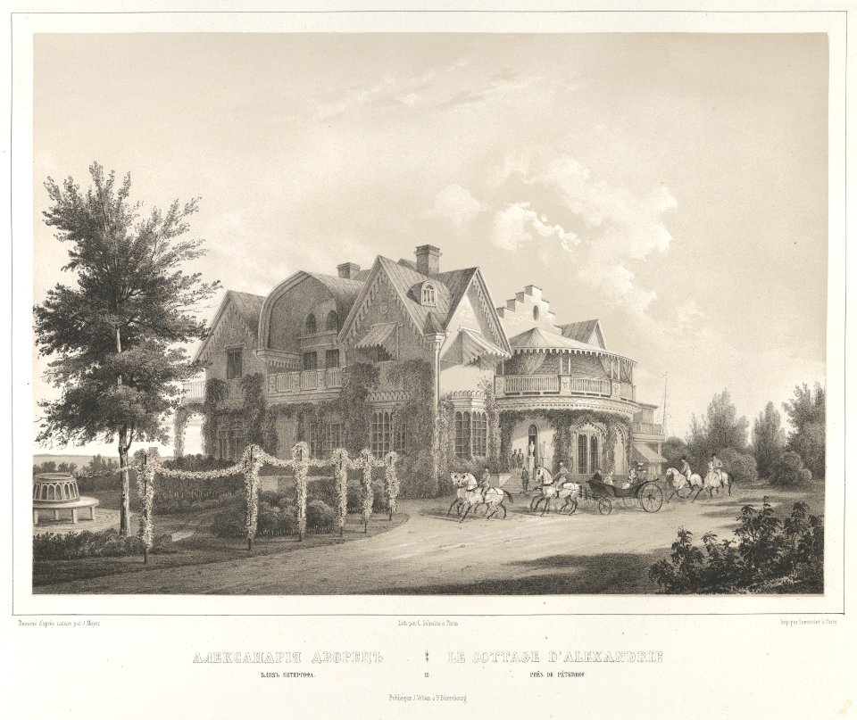 Le Cottage D'Alexandrie près de Péterof, from the series Vues pittoresques des palais & jardins impériaux aux environs de St. Petersbourg MET DP841026