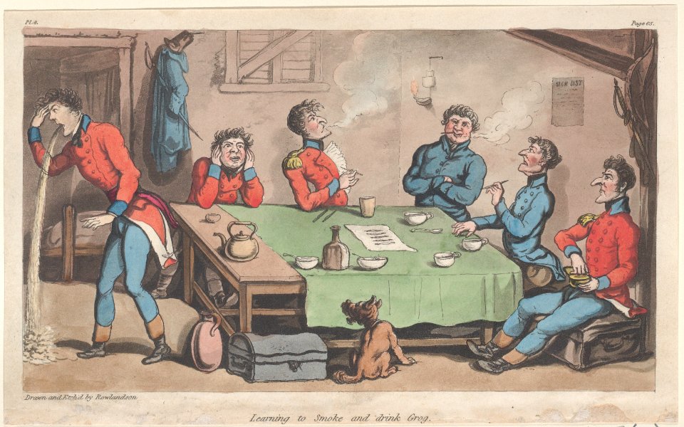 Learning to Smoke and Drink Grog, from "The Military Adventures of Johnny Newcome" MET DP884174