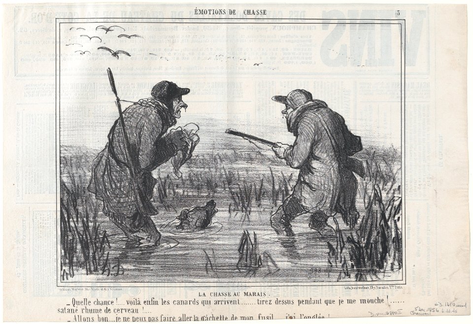 Le Chasse au Marais –Quelle Chance!..., from Émotions de Chasse, published in Le Charivari, December 5, 1856 MET DP876537