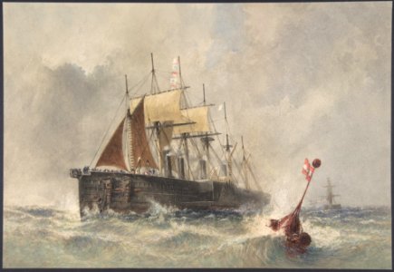Launching the Buoy from the Bow of the Great Eastern on August 8th, 1865 MET DP801266