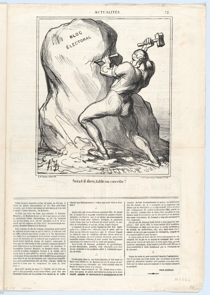 Le Charivari newspaper, April 12, 1869- Will he be God, a table, or a basin?, from 'News of the day' MET DP877756