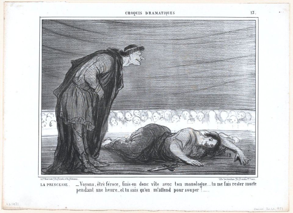 La Princesse. –Voyons, être féroce, finis-en..., from Croquis Dramatiques, published in Le Charivari, January 26, 1857 MET DP876630