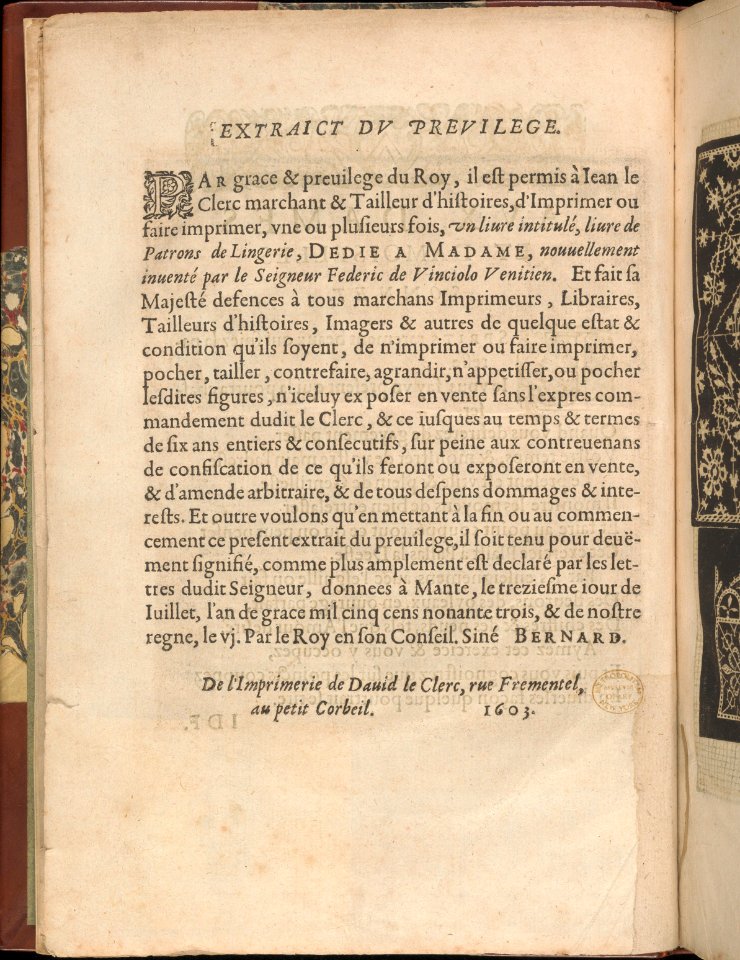 Les Secondes Oeuvres, et Subtiles Inventions De Lingerie du Seigneur Federic de Vinciolo Venitien, page 4 (verso) MET DP363876