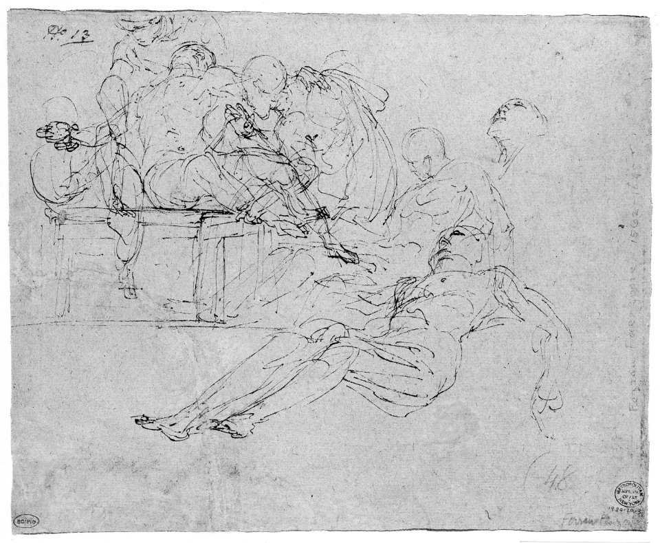 Lamentation over the Dead Christ at the Foot of the Cross (recto); Studies for the Burial of Christ (verso) MET 218309