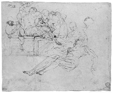 Lamentation over the Dead Christ at the Foot of the Cross (recto); Studies for the Burial of Christ (verso) MET 218309