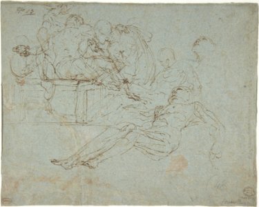 Lamentation over the Dead Christ at the Foot of the Cross (recto); Studies for the Burial of Christ (verso) MET DP809463