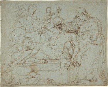 Lamentation over the Dead Christ at the Foot of the Cross (recto); Studies for the Burial of Christ (verso) MET DP809462