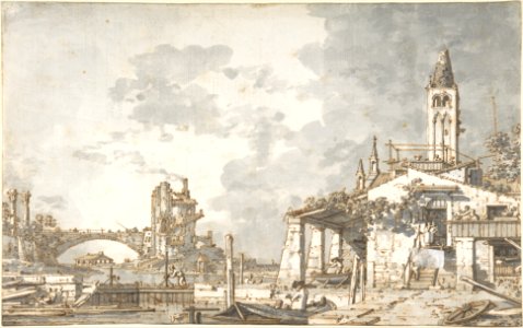 Lagoon Capriccio (recto); Architectural Scene (verso) MET DP801287