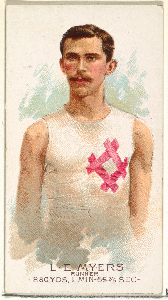 L.E. Myers, Runner, from World's Champions, Series 2 (N29) for Allen & Ginter Cigarettes MET DP838258