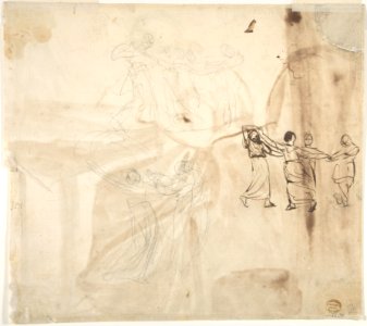 Lady Seated at a Table (recto); Dancing Figures (verso) MET DP804916