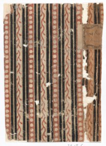 Left side of a book cover with pattern of stripes, vines, and dots Met DP886816