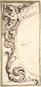 Left Half of a Cartouche with Griffin and Acanthus Scroll MET DP808009