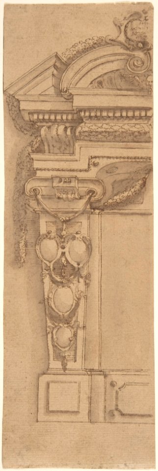 Left Half Design for Wall Monument with Escutcheon Motif MET DP802689