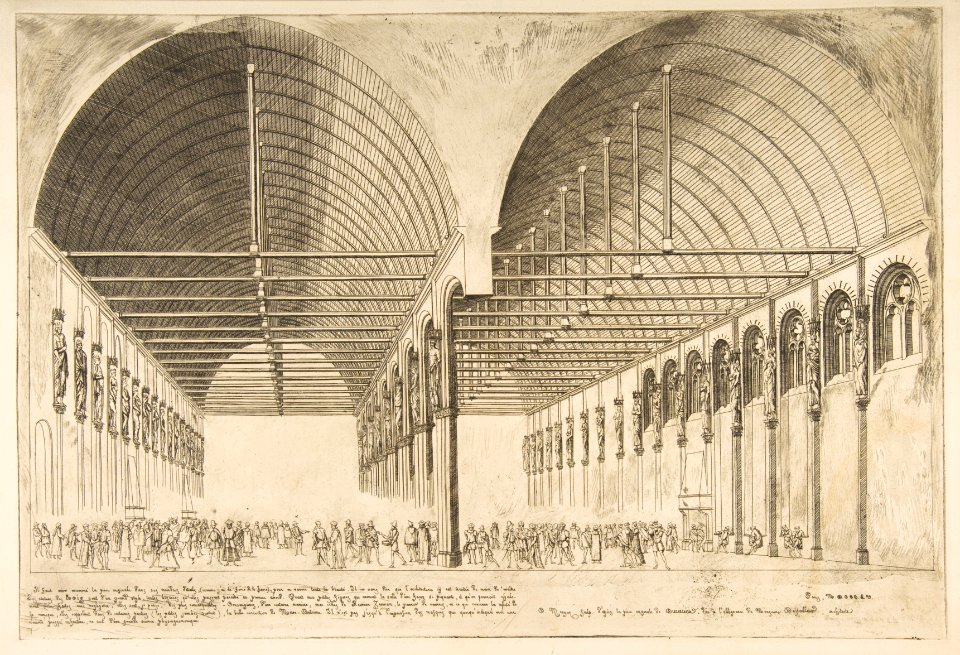La salle des pas-perdus a l'ancien Palais de Justice (The antechamber of the Palais de Justice, Paris, after Ducerceau) MET DP813239