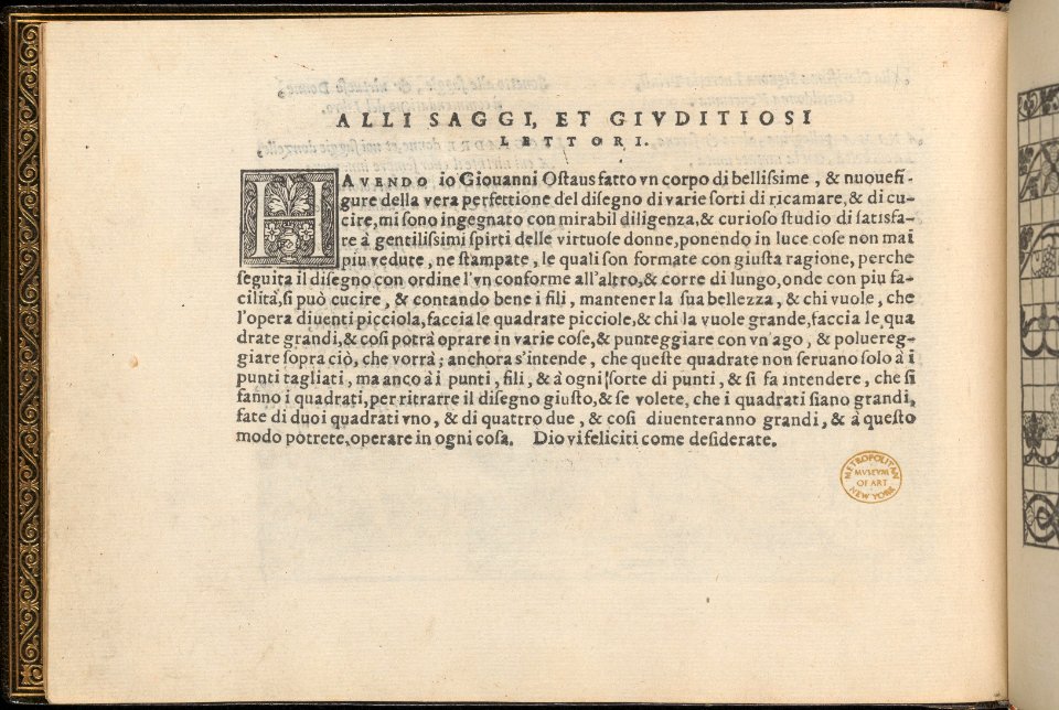 La Vera Perfettione del Disegno di varie sorti di recami, page 3 (verso) MET DP361953