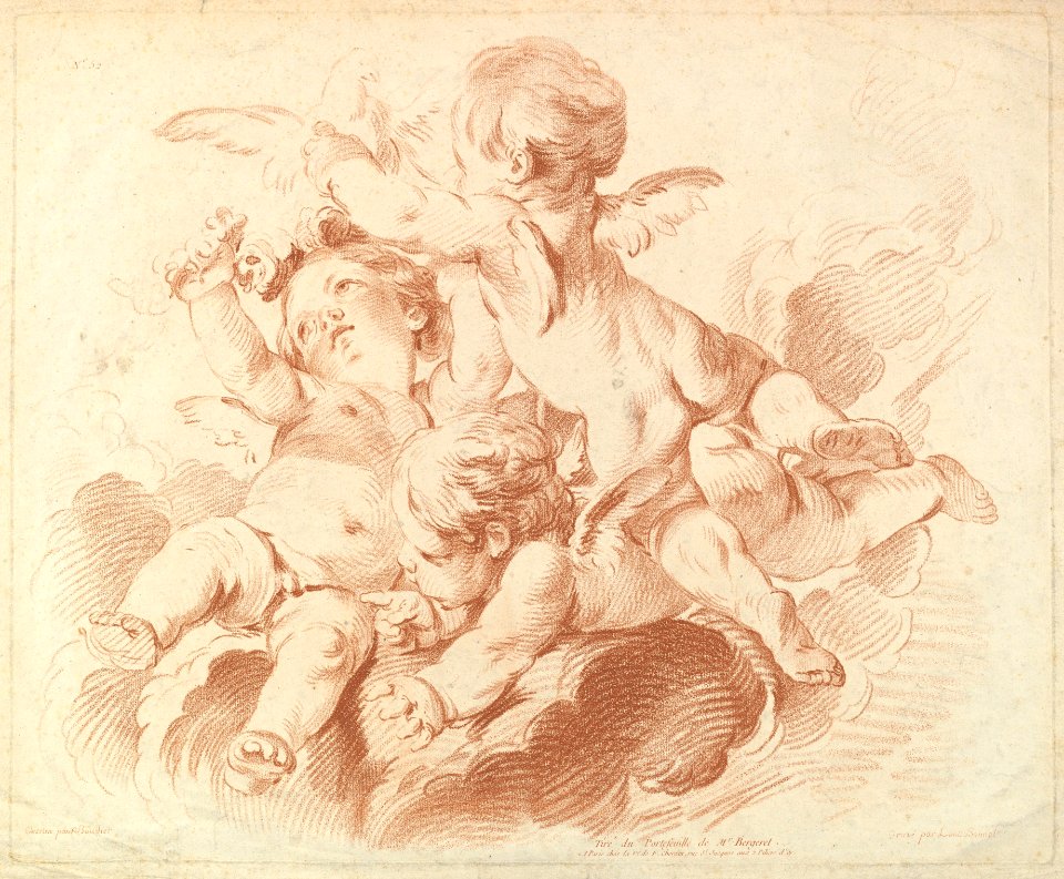 L'Air (The Air)- A Group of Three Putti on Clouds MET DP826779