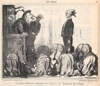 L'envoyé américain obtenant une audience de l'Empereur de la Chine...., from En Chine, published in Le Charivari, October 21, 1859 MET DP876780