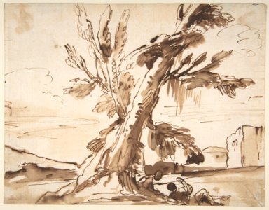 Landscape with Two Men Under a Tree. MET DP810699