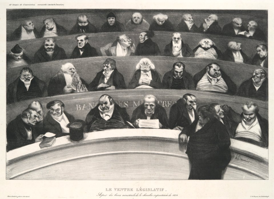 Le ventre législatif- Aspect des bancs ministériels de la chambre improstituée de 1834 MET DP106348