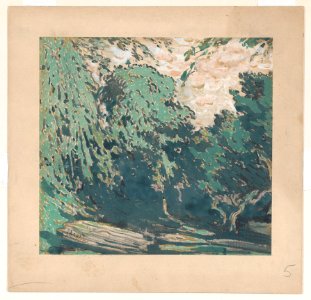 Landscape, possibly a detail of the Set Design for the Ballet 'Narcisse', premiered at the Théâtre de Monte Carlo, 1911 MET DP859235