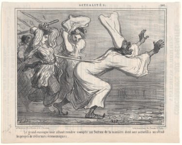Le grand eunuque noir allant rendre compte au Sultan..., from Actualités, published in Le Charivari, September 18, 1858 MET DP876719