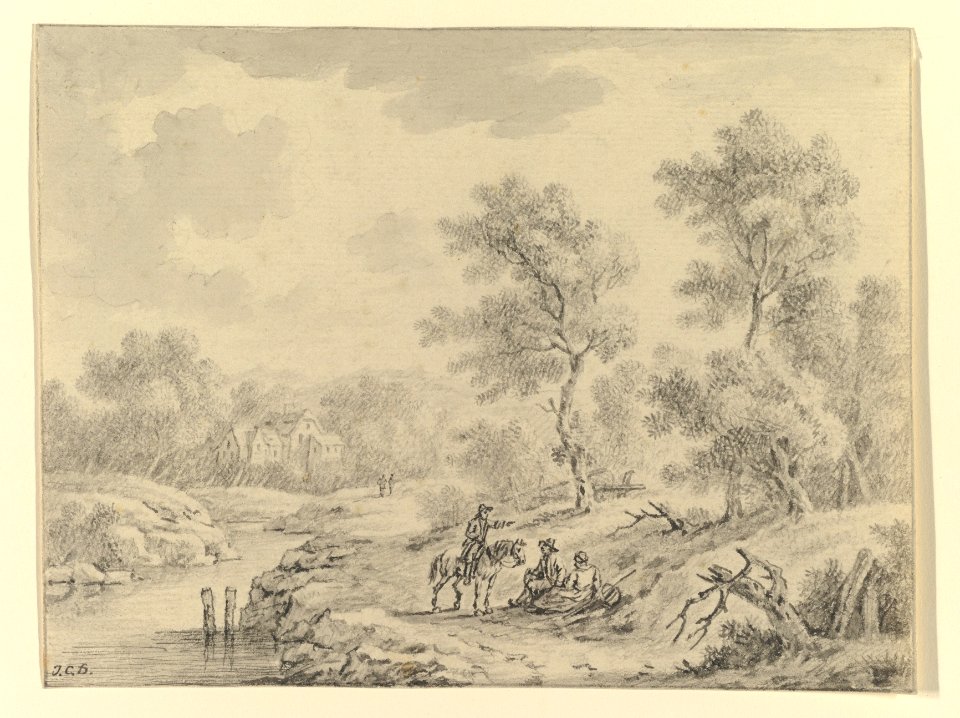 Landscape with Horseman Talking to Seated Figures MET DP821330